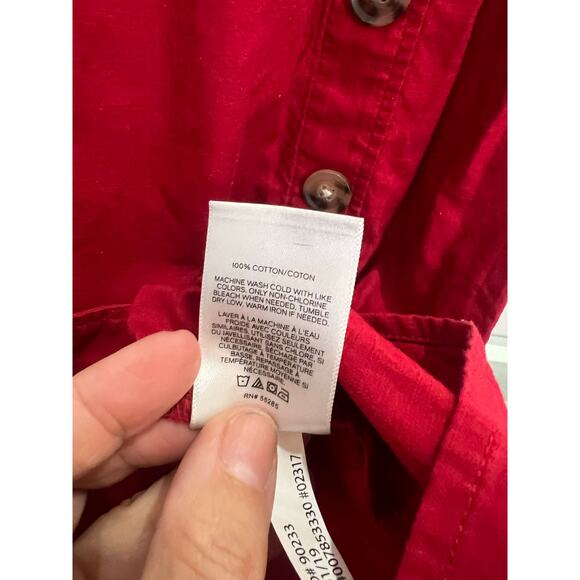 Red A-Line Dress with Wood Button Details - Picture 6 of 6